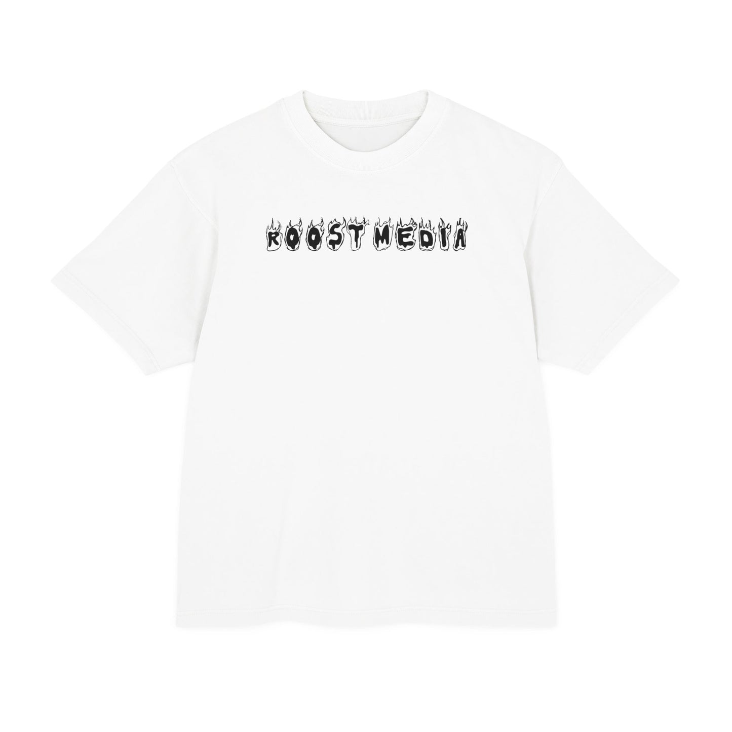 On fire Roost Media one sided Logo Tee