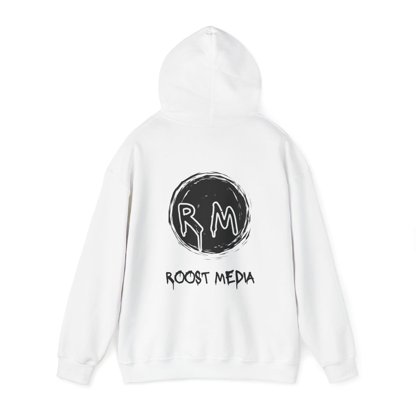 Roost Media white street logo hoodie